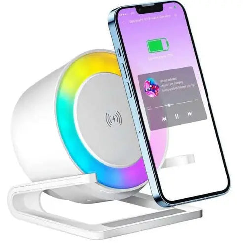 Multifunctional Four-in-one Small Night Lamp RGB Bluetooth Speaker Mobile Phone Holder 15W Wireless Charging