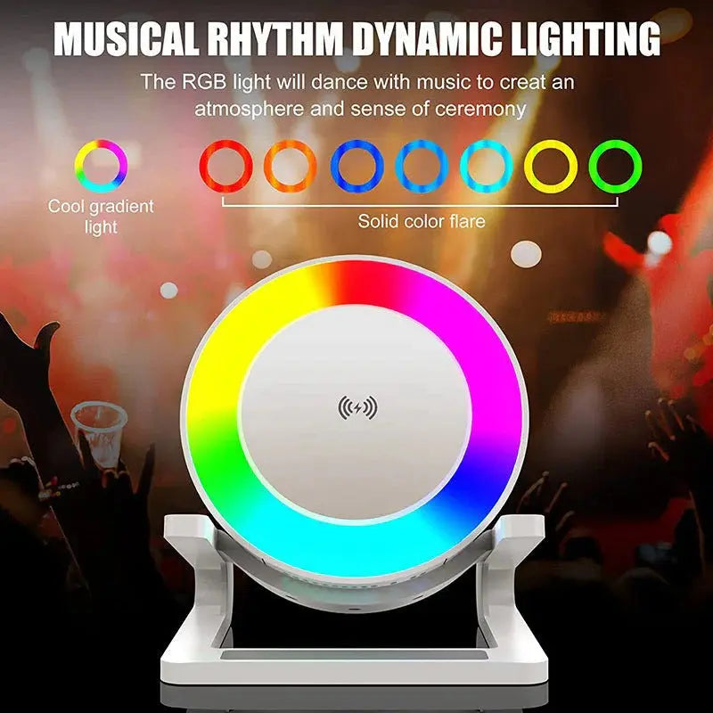 Multifunctional Four-in-one Small Night Lamp RGB Bluetooth Speaker Mobile Phone Holder 15W Wireless Charging